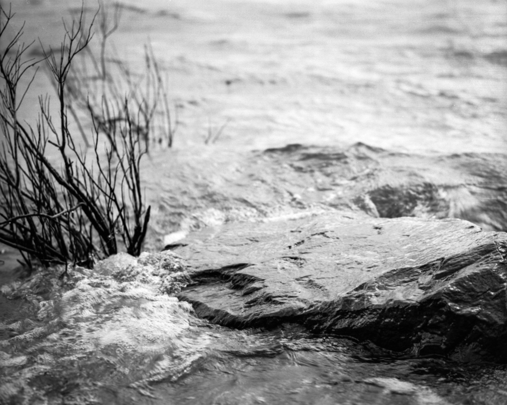 Water moving over rocks